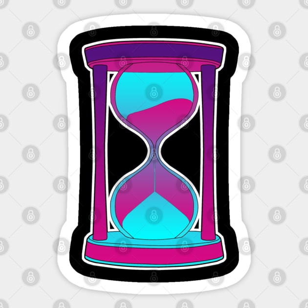 Vaporwave Hourglass Sticker Style Design Sticker by aaallsmiles